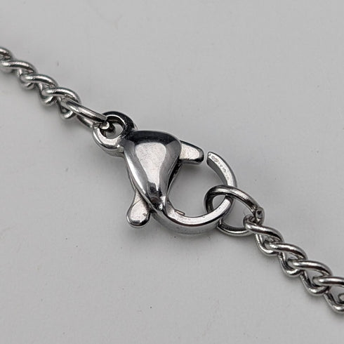 Vintage sterling silver hand-painted rose pendant with necklace